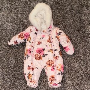 George Floral Pink and White Baby Footie